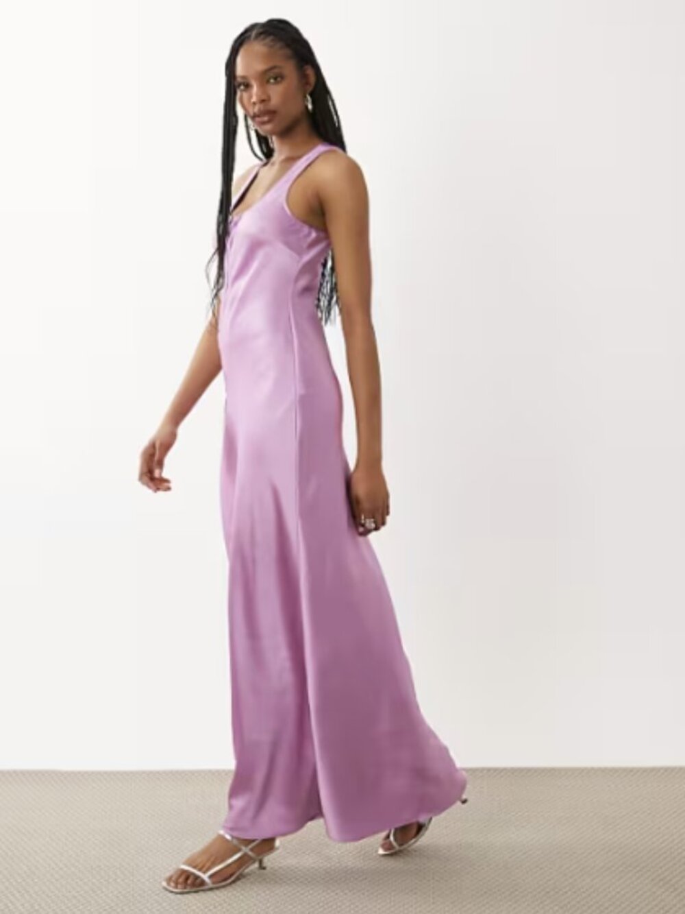 ASOS Tall Scoop Satin Maxi Dress in Lilac - XS